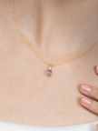 Conjunto de collar y pendientes de amatista lavanda en oro vermeil de 18 quilates