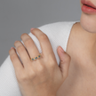 London Blauer Topas Smaragdschliff Eternity Ring in 18k Gold Vermeil