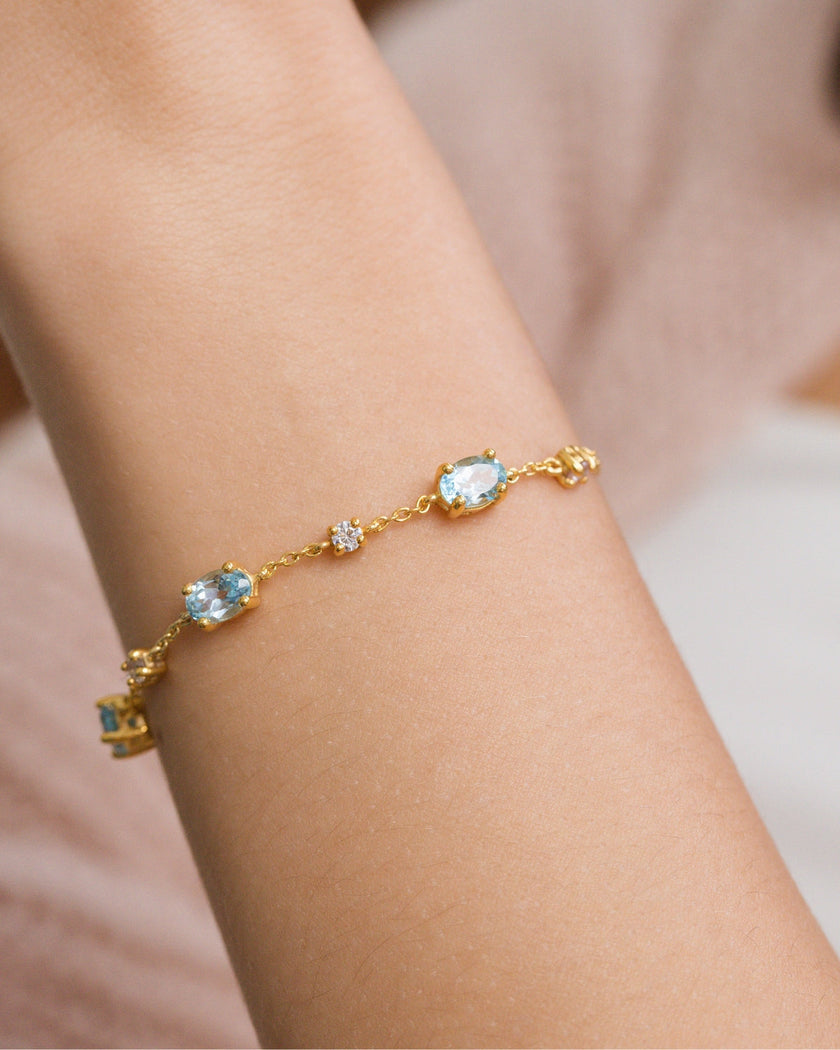 Mini Set 2 - Parure di gioielli con topazio blu in vermeil d'oro 18k