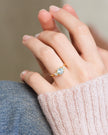 Blue Topaz Three Stone Ring in 18k Gold Vermeil