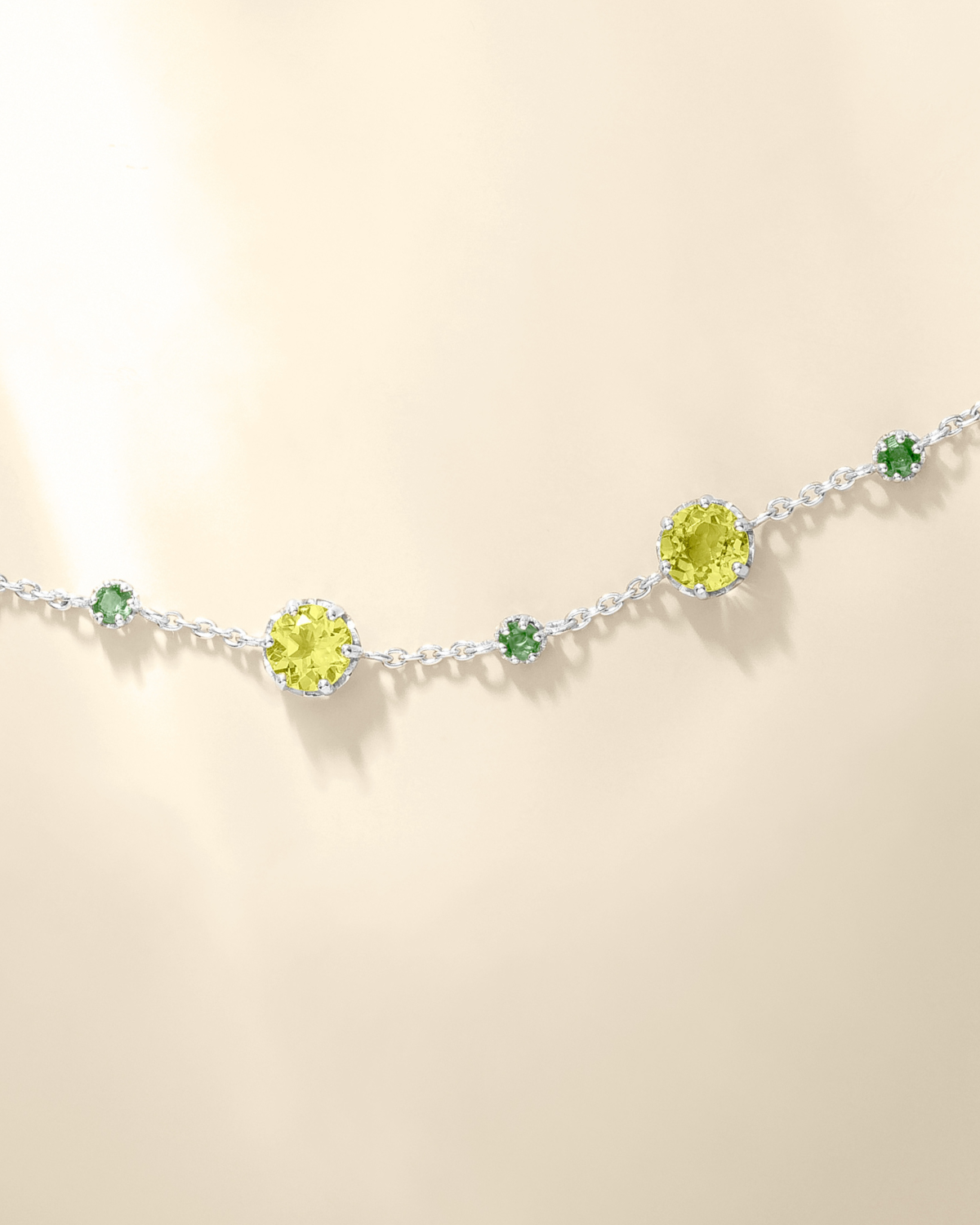 Sieradenset met smaragd en peridot in sterling zilver