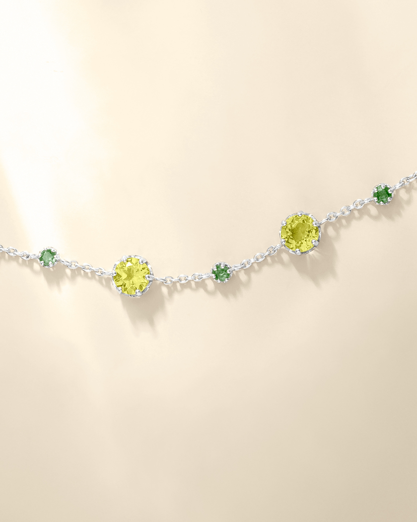 Set di gioielli con smeraldo e peridoto in argento sterling