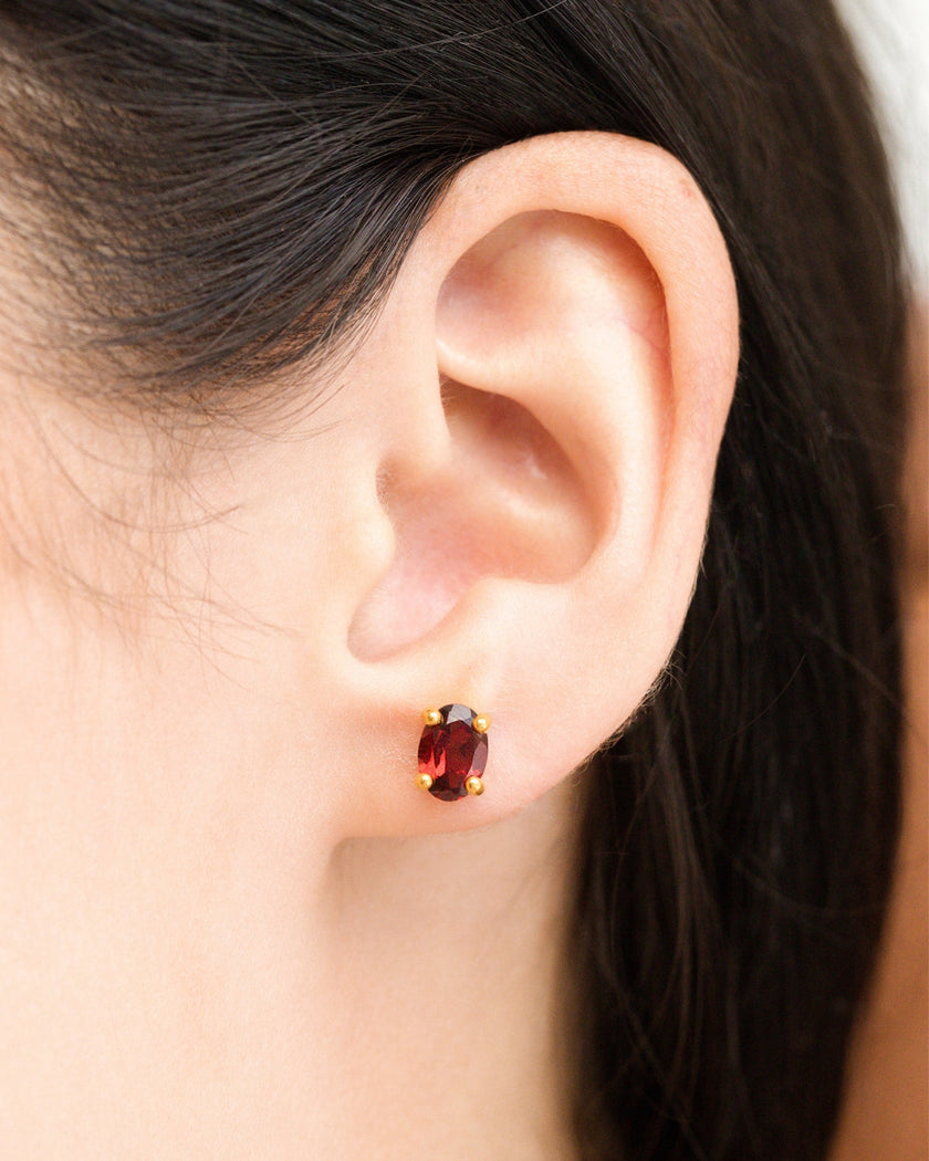 Garnet Necklace and Earrings Set in 18k Gold Vermeil
