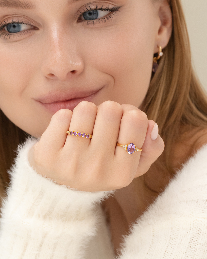 Lavendel Amethist Ring in 18k Goud Vermeil