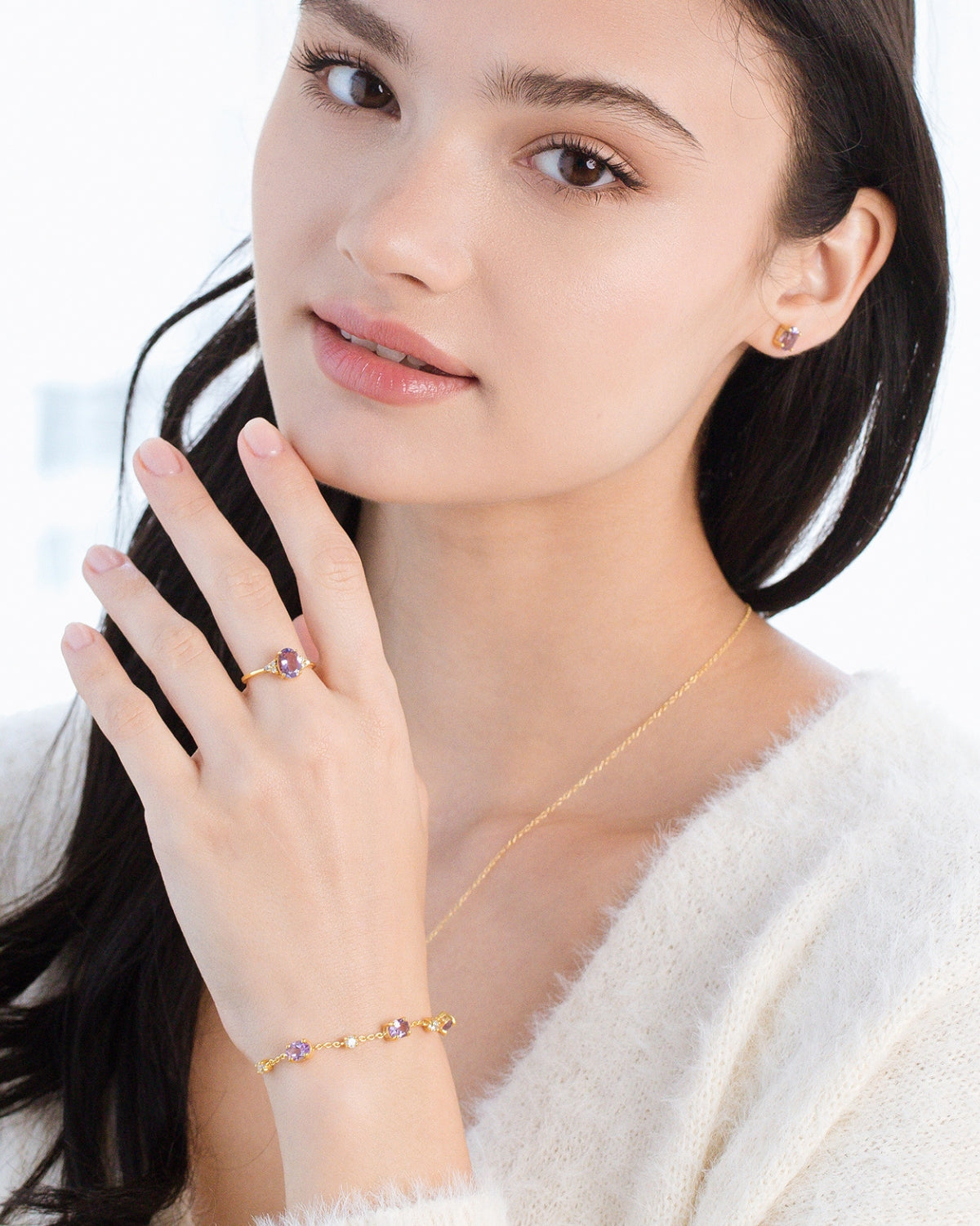 Set di gioielli Essential con ametista in oro vermeil 18k