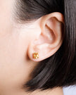 Boucles d'oreilles clous ovales citrine en vermeil d'or 18 carats