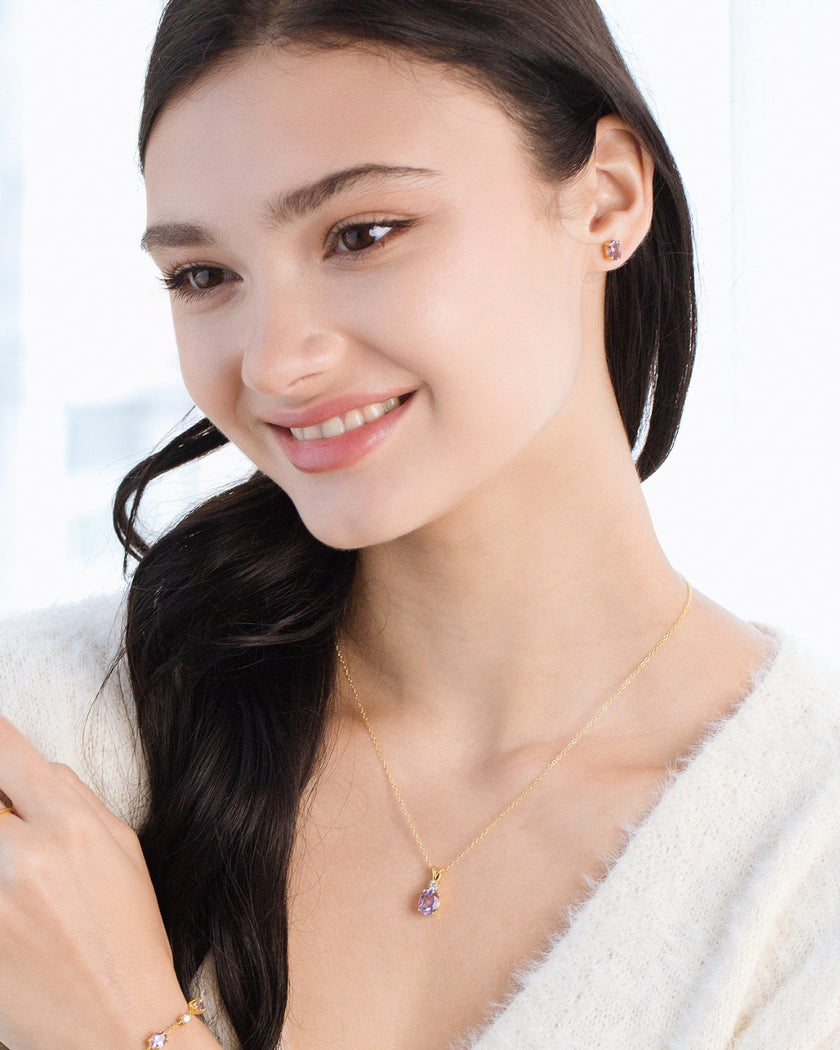 Set di gioielli Essential con ametista in oro vermeil 18k