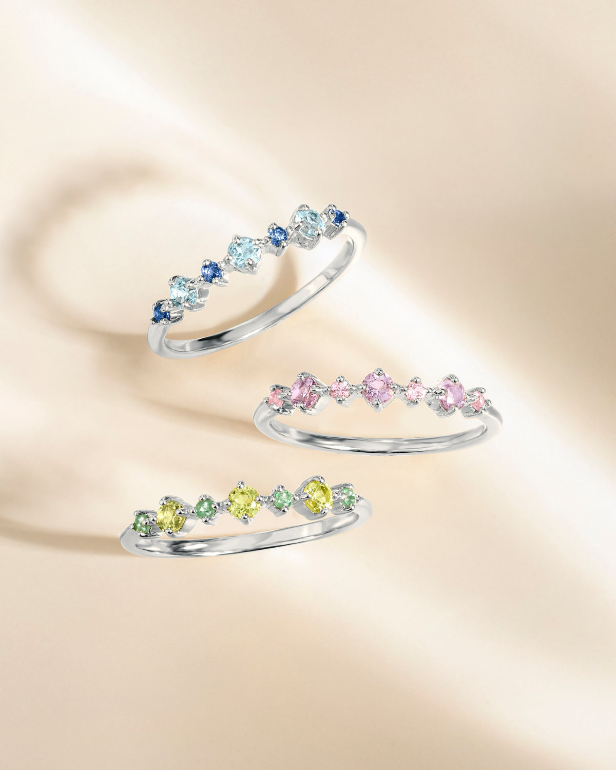 Stapelbare Halve Eeuwigheidsring met Smaragd & Peridot in Sterling Zilver