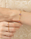 Pink Sapphire & Amethyst Stackable Half Eternity Band in 18k Gold Vermeil