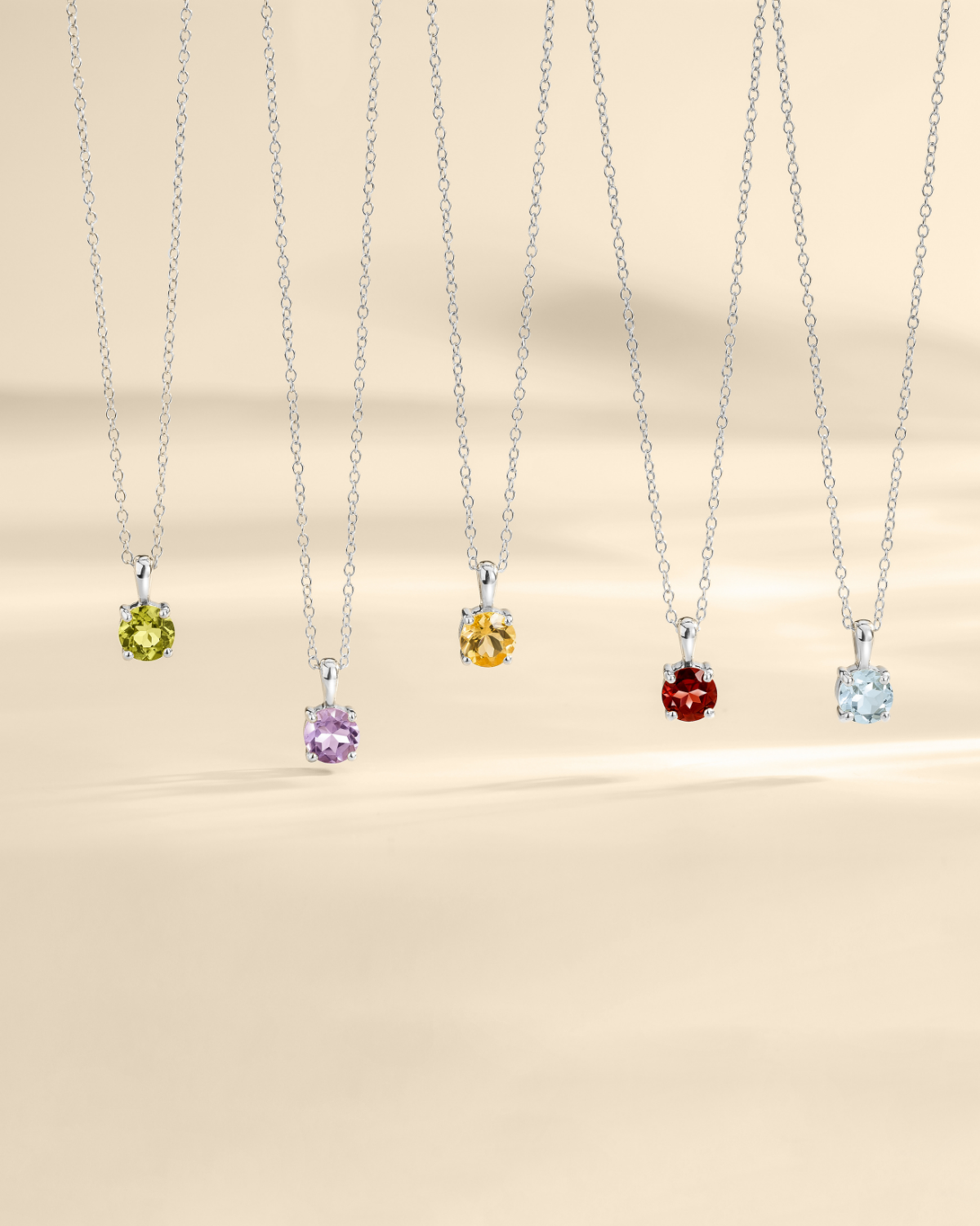 Garnet Solitaire Pendant Necklace in Sterling Silver