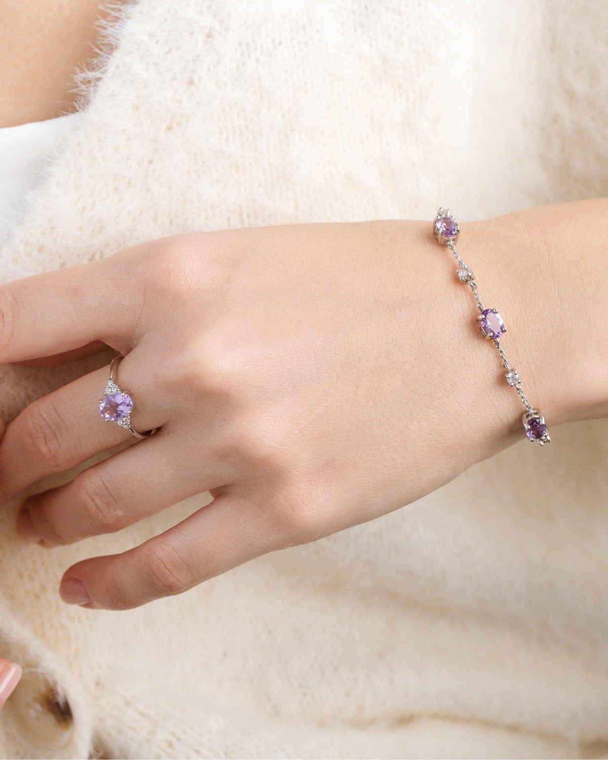 Complete Set - Amethyst Jewellery Set in Sterling Silver