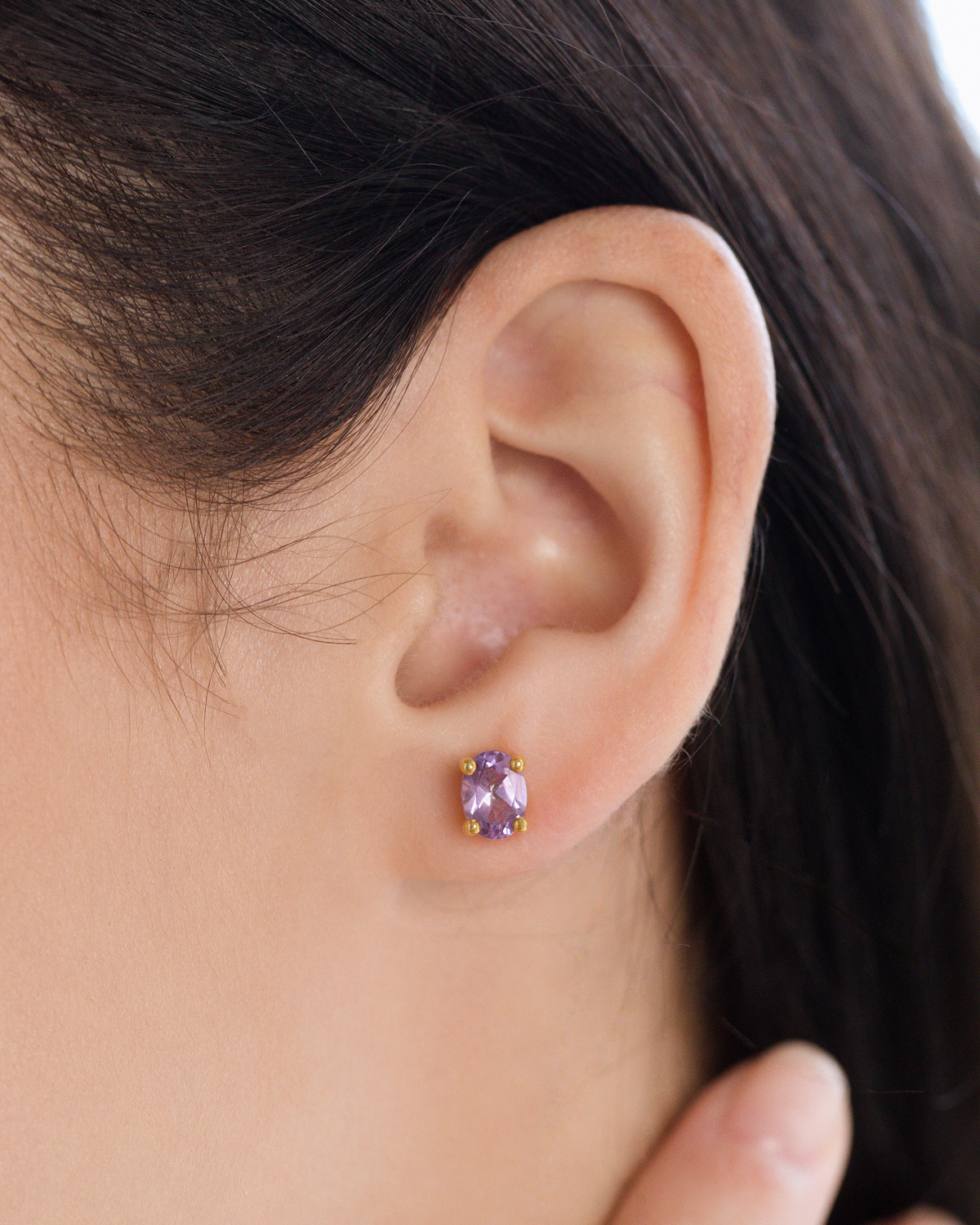 Conjunto de collar y pendientes de amatista lavanda en oro vermeil de 18 quilates