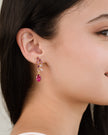 Pendientes colgantes de piedras preciosas rosas en vermeil de oro de 18k