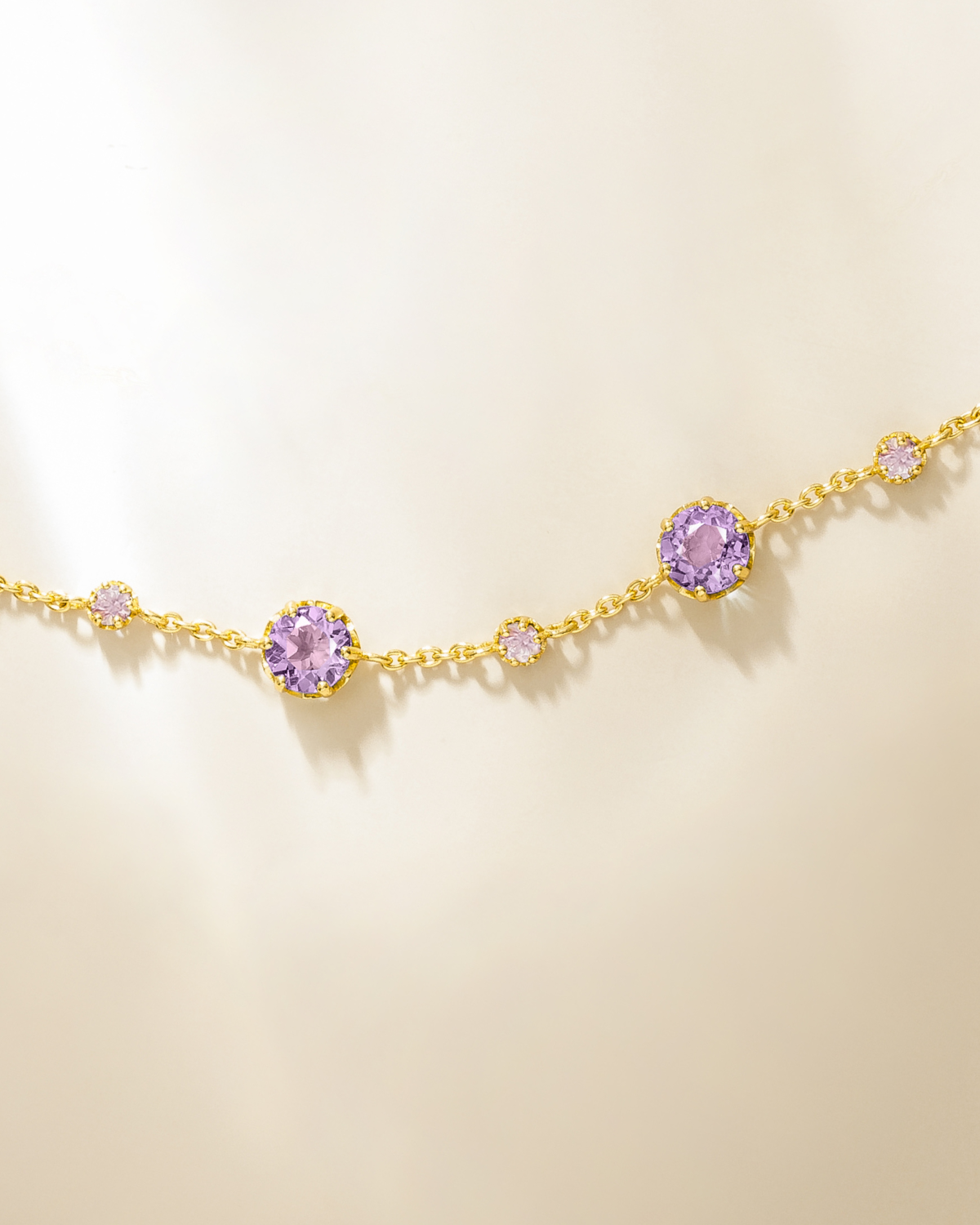 Roze saffier & amethist sieradenset in 18k verguld zilver