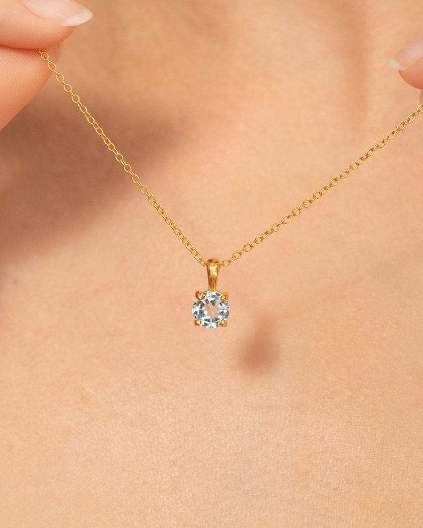 Conjunto de joyas de topacio azul para uso diario con baño de oro de 18k
