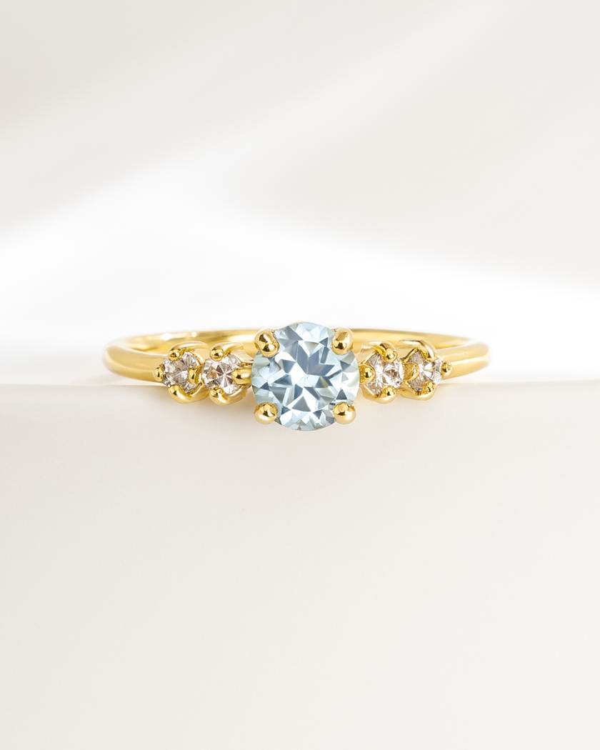 Conjunto de joyas de topacio azul para uso diario con baño de oro de 18k