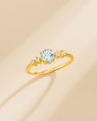 Conjunto de joyas de topacio azul para uso diario con baño de oro de 18k