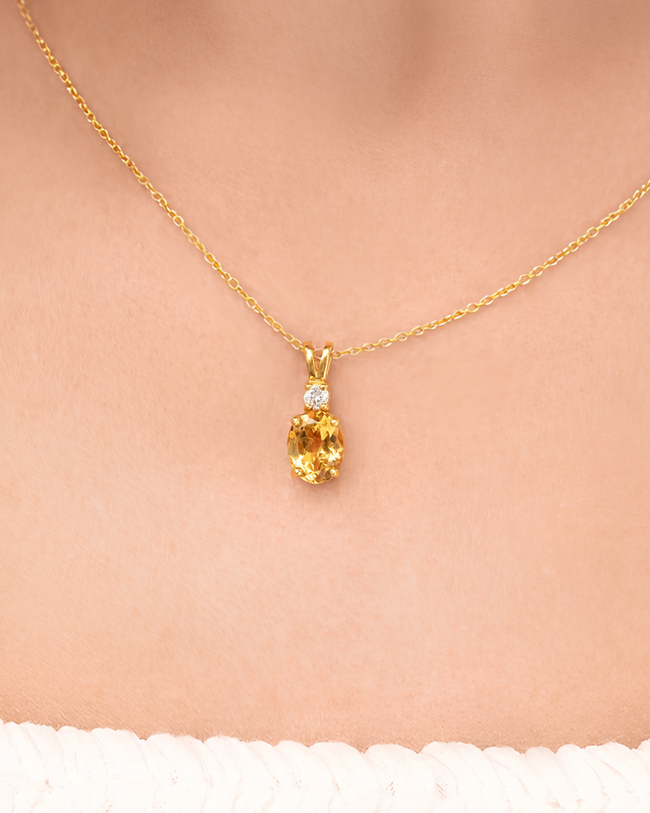 Citrine Pendant Necklace in 18k Gold Vermeil
