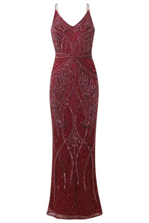 Robe longue perlée Flory Berry