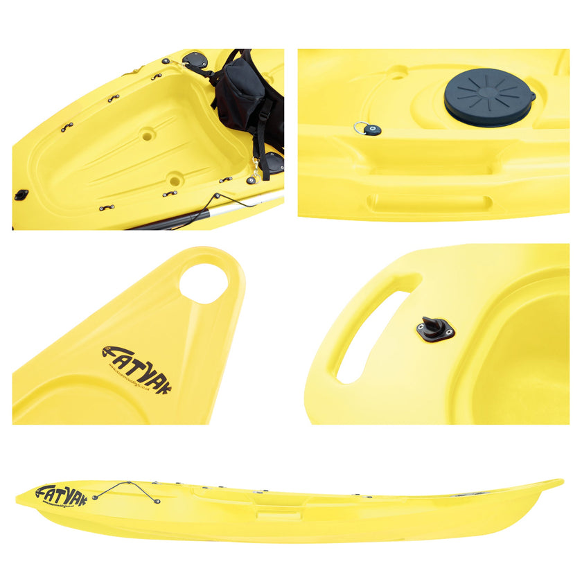 Kaafu Solo Fishing Kajak | Plastikneutral | Gelb | Komplettpaket
