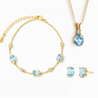 Set di gioielli Essential con topazio blu in argento sterling placcato oro 18k