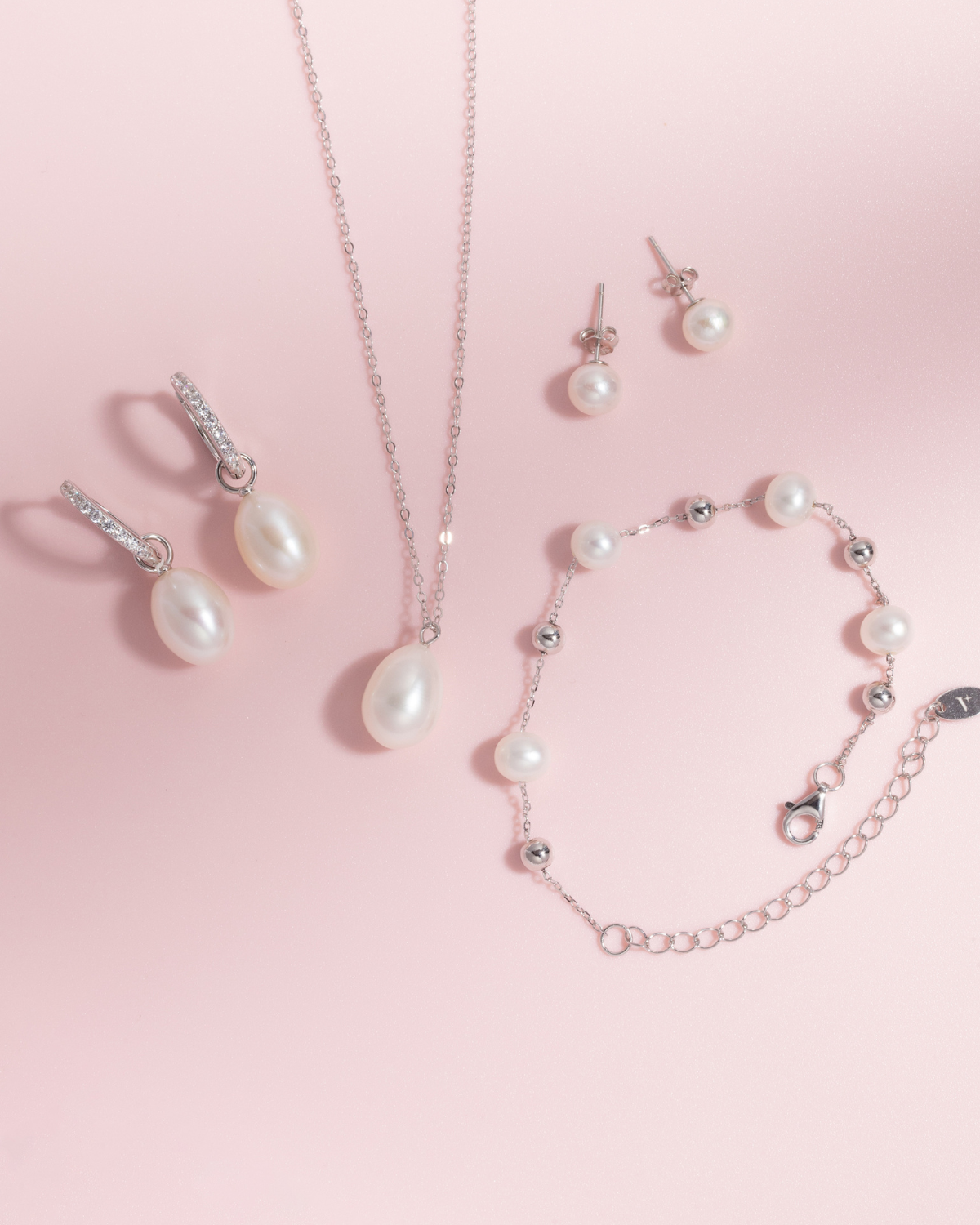 Pearl Hoop Drop Earrings with Removable Pearls in Sterling Silver
