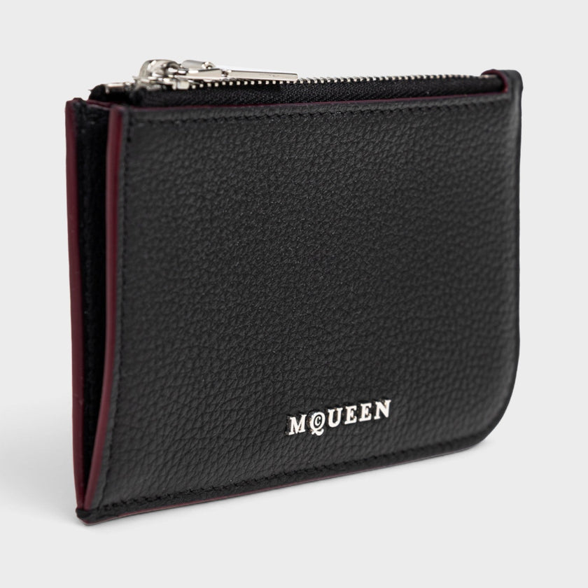 Logo Sling Zip Card Case Leather Black
