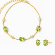 Peridot Bracelet and Earrings Set in 18k Gold Vermeil