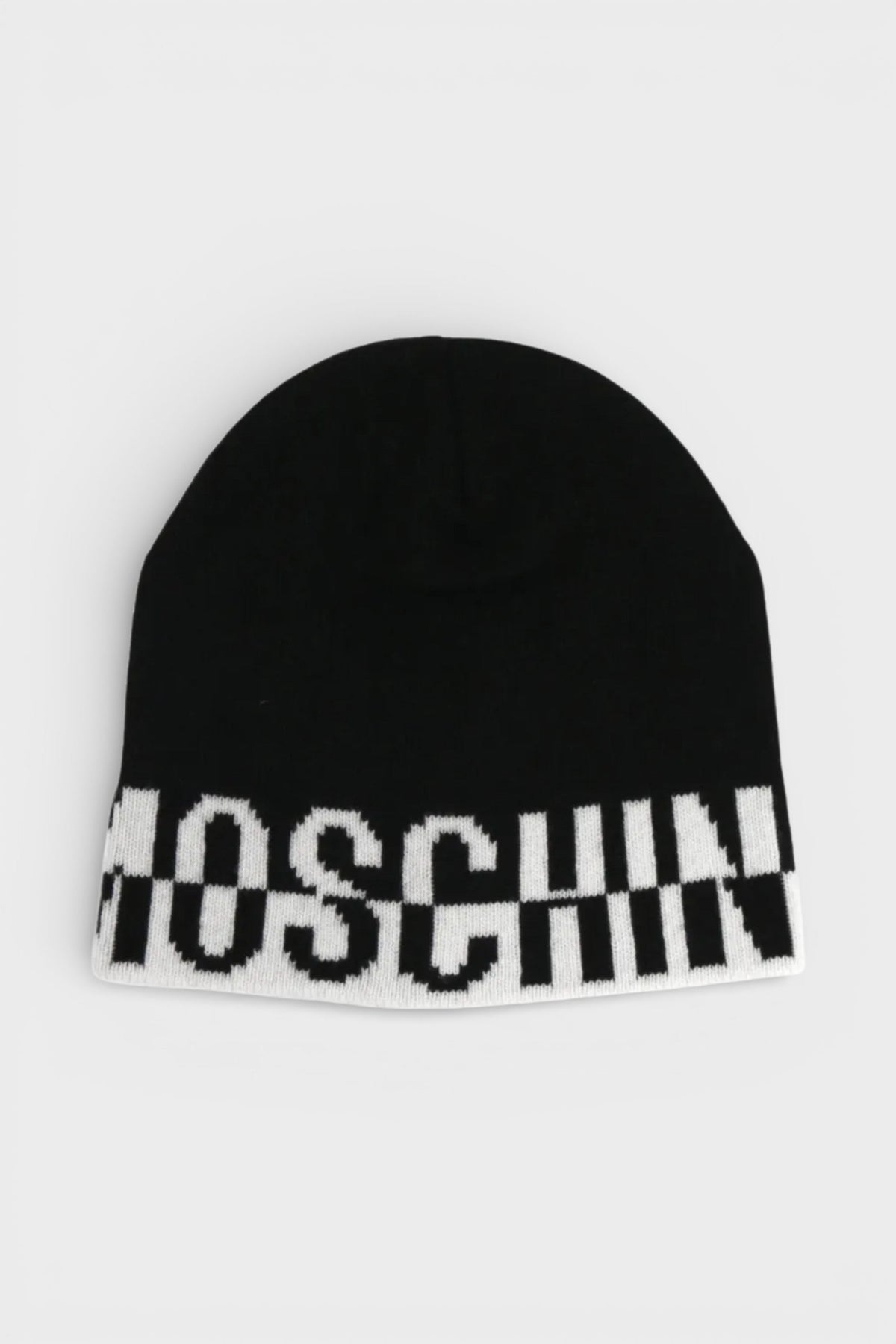 Moschino Logo Beanie Black White