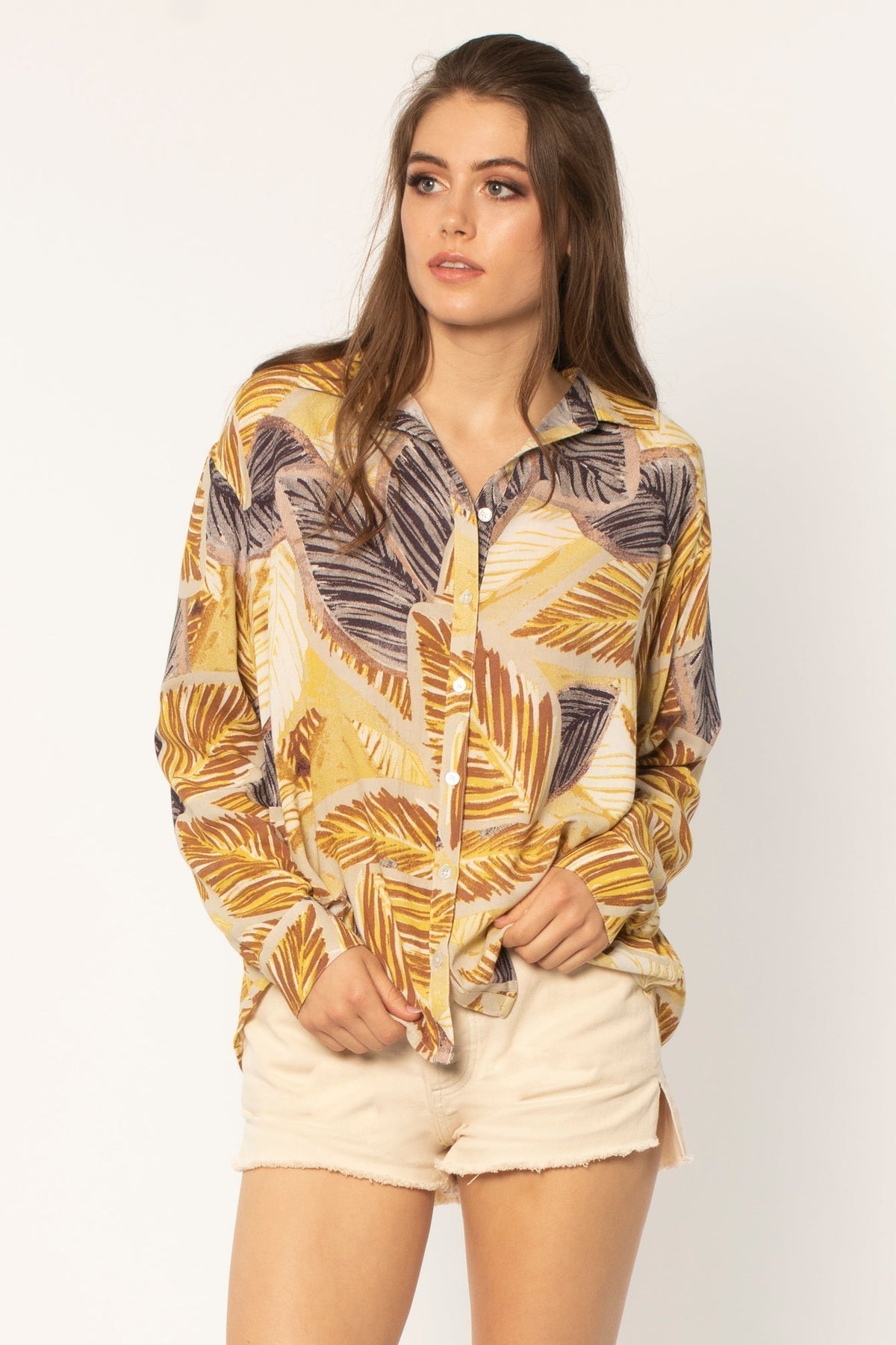 Amuse society Jungle cat L/S woven blouse
