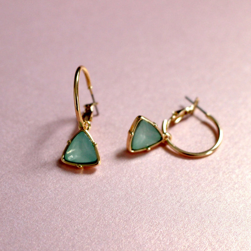 Orecchini a cerchio Holly Aqua Gem Charm in oro