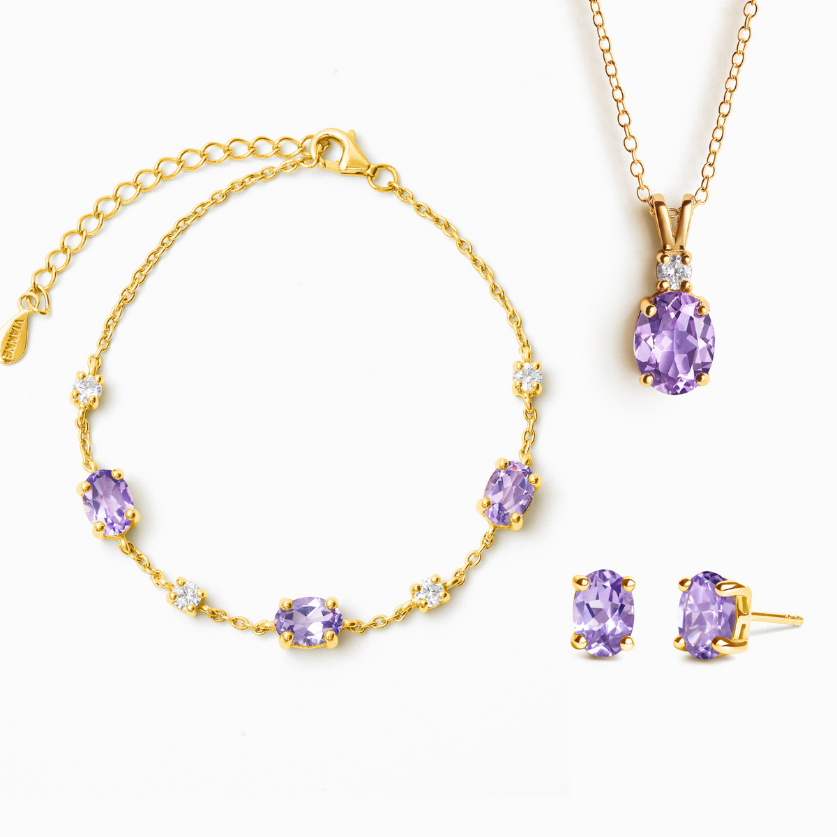 Set di gioielli Essential con ametista in oro vermeil 18k