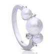 Diamonfire Triple Shell Pearl Ring with Zirconia