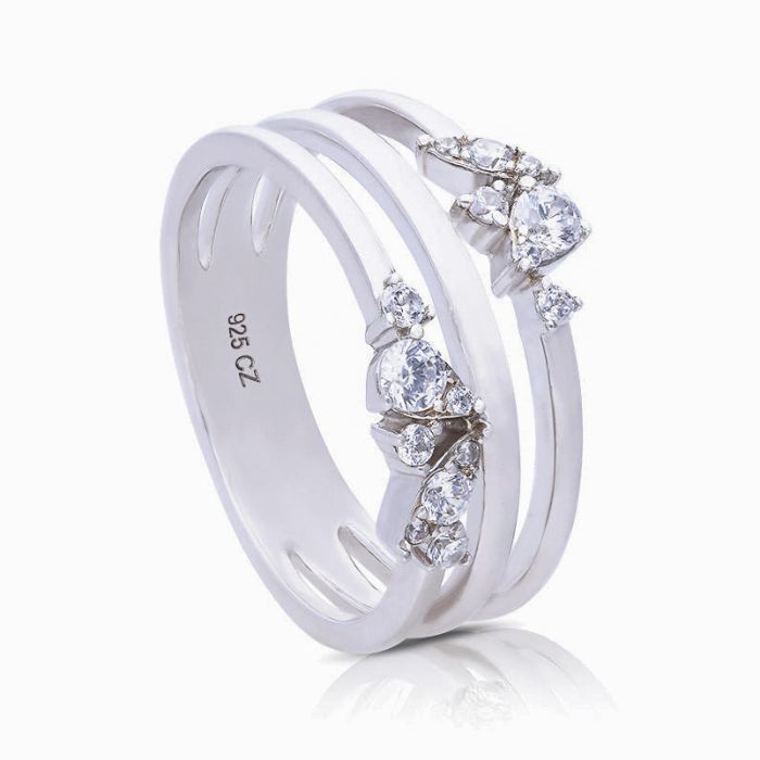 Diamonfire Triple Layered Multi Stone Ring