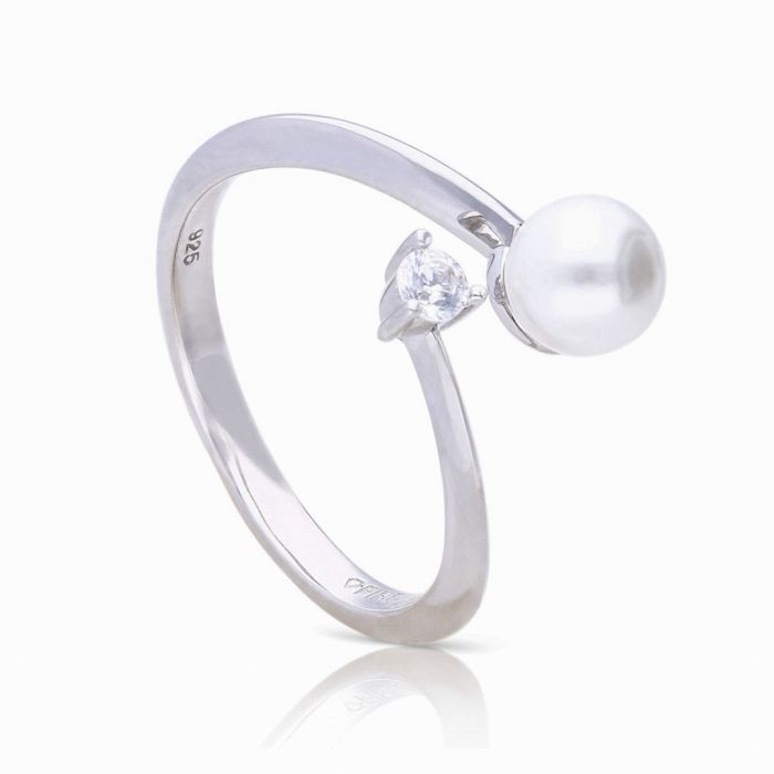 Diamonfire Shell Pearl and Small Zirconia Wrap Ring