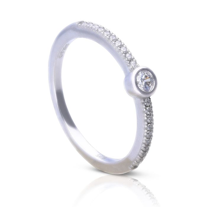 Diamonfire Zirconia Ring with Pave Shoulders