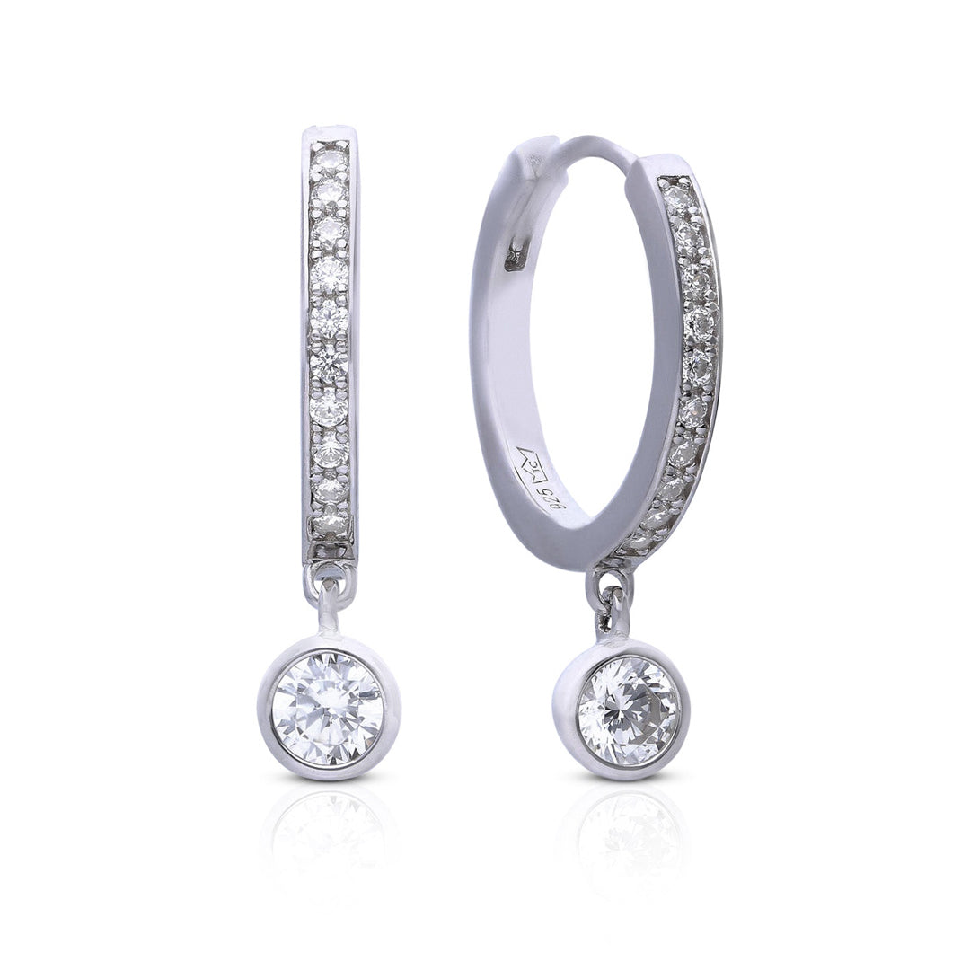Diamonfire Pave Hoop Earrings with Zirconia Charm