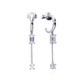 Diamonfire 3/4 Hoop Earrings with Zirconia Chain Drop