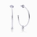 Diamonfire Large 3/4 Hoop Earrings with Tiny Zirconia Charm