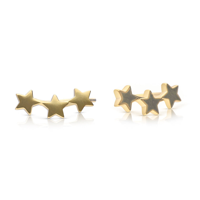 Diamonfire Plain Triple Star Crawler Earrings