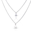 Diamonfire Star and Zirconia Double Chain Necklace