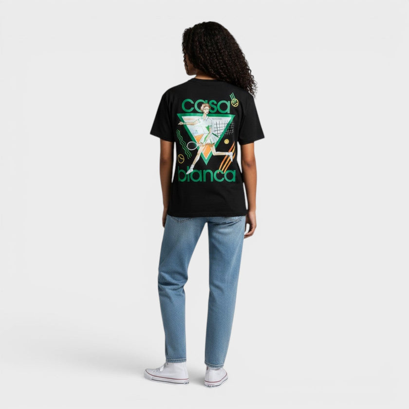 Tennis Printed Fitted T-Shirt Black