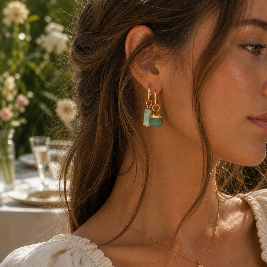 Birdie Mismatch Gold Tone Hoop Charm Earrings