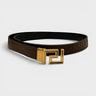Logo Belt Calf Leather Chocolate Black Gold