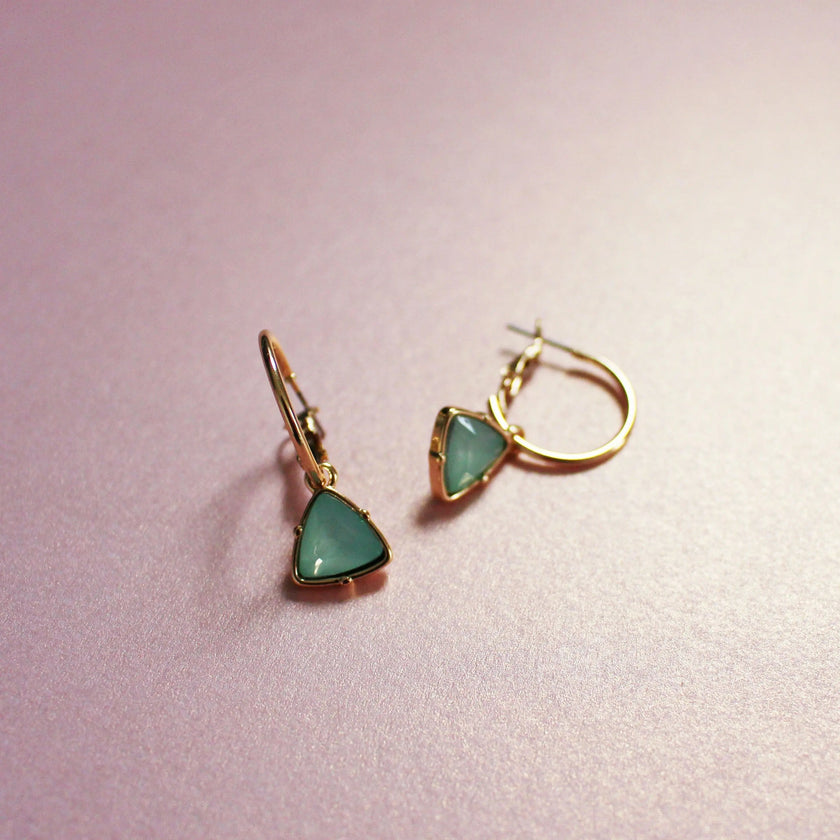Orecchini a cerchio Holly Aqua Gem Charm in oro