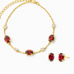 Garnet Bracelet and Earrings Set in 18k Gold Vermeil