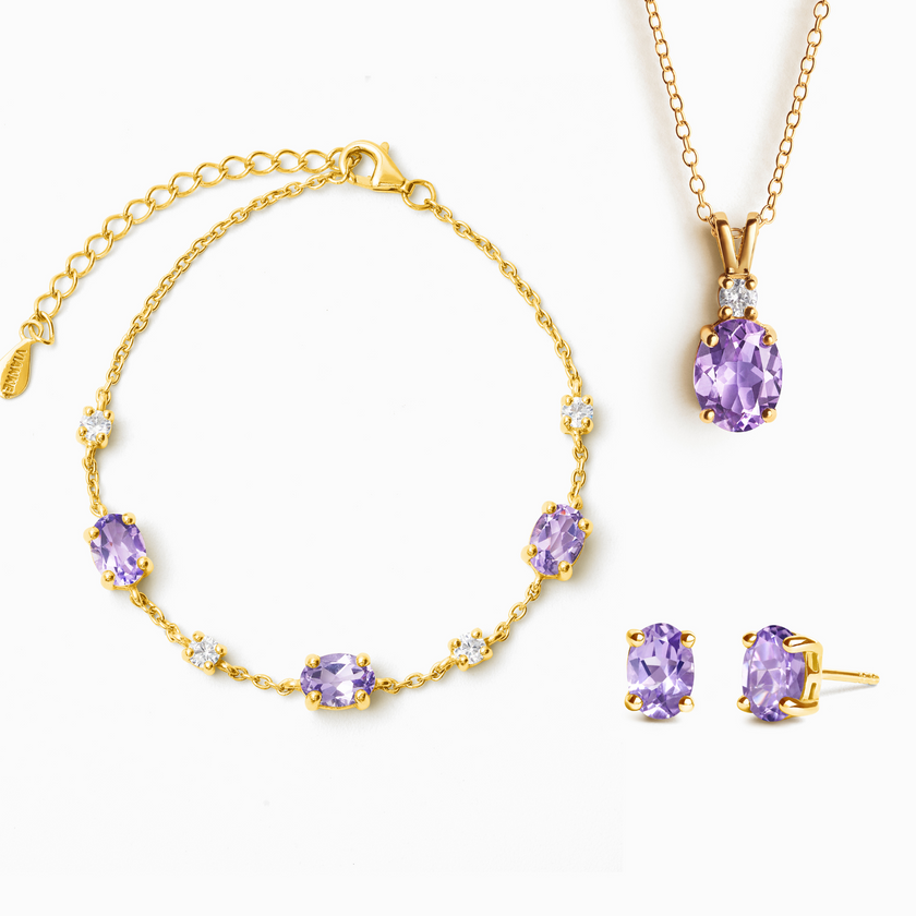 Set di gioielli Essential con ametista in oro vermeil 18k