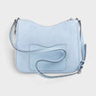 Logo Crossbody Bag Suede Pale Ocean Blue