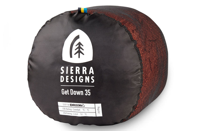 Sierra Designs Get Down 35°F (-3°C) 550-Fill DriDown Sleeping Bag - Long - Red
