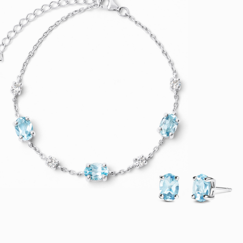 Mini Set 2 – Blautopas-Schmuckset in Sterlingsilber